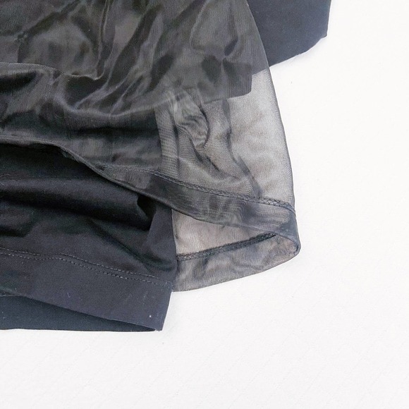 Helmut Lang Black Long Sleeve Tee Sheer Overlay SZ M - Picture 4 of 7